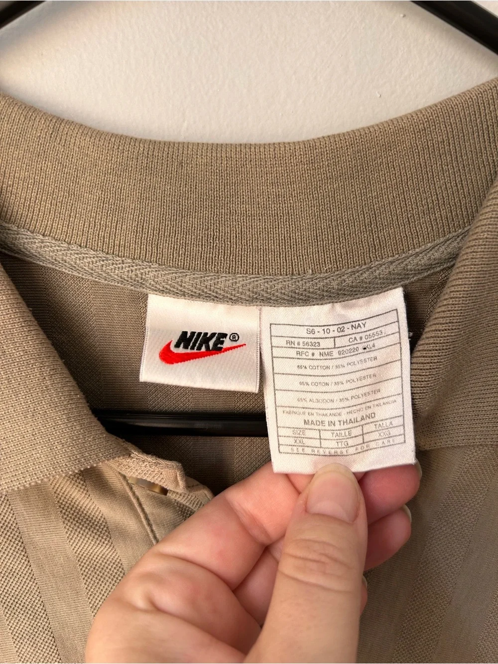 Vintage Nike Court FIT 90s Tennis Tan Beige Polo Shirt Logo 2XL Shadow Stripe
